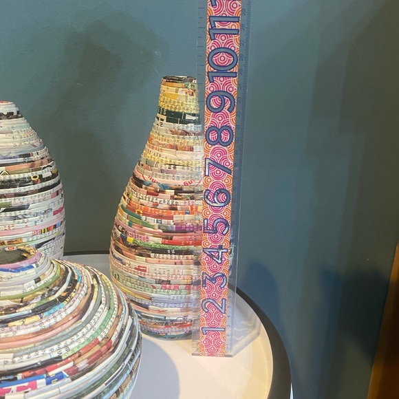 Set Of 3 RECYCLED PAPER TRAMP ART DECORATIVE VASES ORIGAMI NEWSPAPER MAGAZINE - Picture 9 of 10